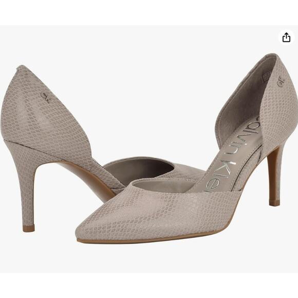 NEW Calvin Klein Women's Gloria D'Orsay'‎ Pumps Heels Size 6M Gray Snake Print - Picture 1 of 6